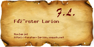 Fürster Larion névjegykártya